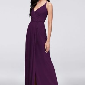 David's Bridal Bridesmaid Wrap Dress in Plum NWT